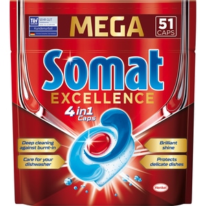 Detergent pentru masina de spalat vase SOMAT Excellence 4in1, 51 tablete