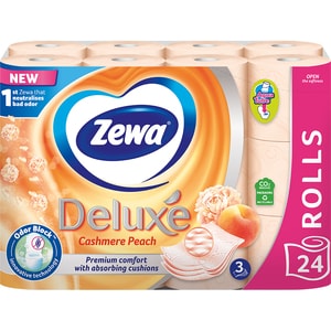 Hartie igienica ZEWA Deluxe Cashmere peach, 3 straturi, 24 role
