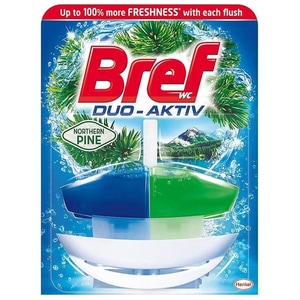 Odorizant toaleta BREF Duo Aktiv Pine, cu sistem de aplicare, 50 ml