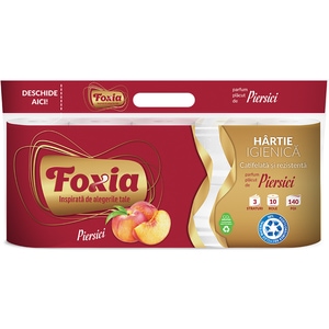Hartie igienica FOXIA Piersica, 3 straturi, 10 role