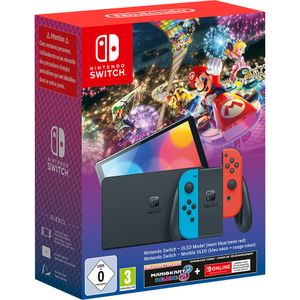Consola NINTENDO Switch OLED (Joy-Con Neon Red/Neon Blue) Mario Kart 8 Deluxe + 3 luni Nintendo Switch Online