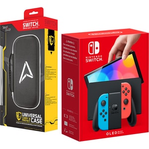 Consola NINTENDO Switch OLED (Joy-Con Neon Red/Neon Blue) Steelplay Carry Case Bundle