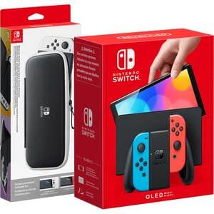 Consola NINTENDO Switch OLED (Joy-Con Neon Red/Neon Blue) Carry Case Bundle