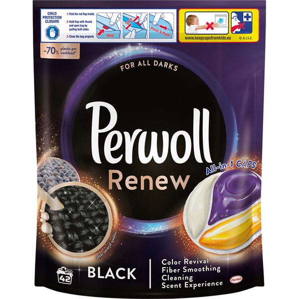 Detergent capsule PERWOLL Renew Black, 42 spalari