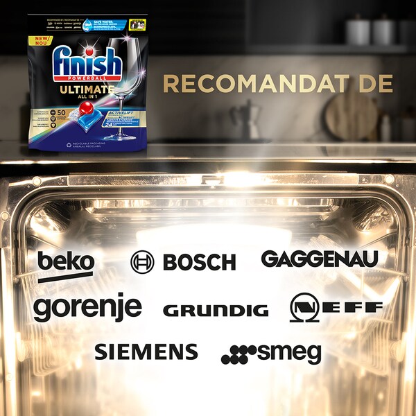 Detergent capsule pentru masina de spalat vase FINISH Ultimate All in 1, 50 spalari