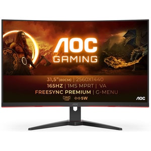 Monitor Gaming curbat LED VA AOC CQ32G2SE/BK, 31.5", QHD, 165Hz, AMD FreeSync Premium, negru