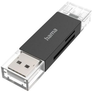 Cititor de carduri HAMA 200127, USB Type C, SD/microSD, gri