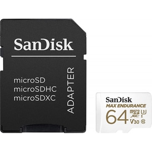 Card de memorie SANDISK Max Endurance, microSDXC, 64GB, 100MB/s, clasa 10/U3/V30, UHS-I, adaptor