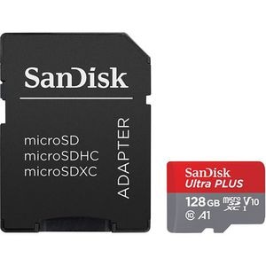 Card de memorie SANDISK Ultra Plus microSDXC, 128GB, 150MB/s, clasa 10/U1/A1, UHS-I, adaptor