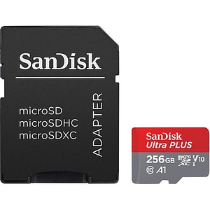 Card de memorie SANDISK Ultra Plus microSDXC, 256GB, 150MB/s, clasa 10/U1/A1, UHS-I, adaptor