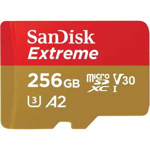 Card de memorie SANDISK Extreme microSDXC UHS-I, 256GB, 160MB/s, C10, U3, V30, A2, adaptor