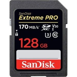 Card de memorie SANDISK Extreme Pro, SDXC, 128GB, 170MB/s, clasa 10/U3/V30, UHS-I
