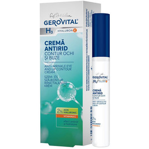 Crema contur pentru ochi si buze GEROVITAL H3 Hyaluron C, 15ml
