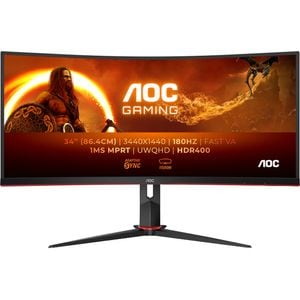 Monitor Gaming curbat LED VA AOC CU34G2XP/BK, 34", WQHD, 180Hz, Adaptive Sync, HDR 400, negru