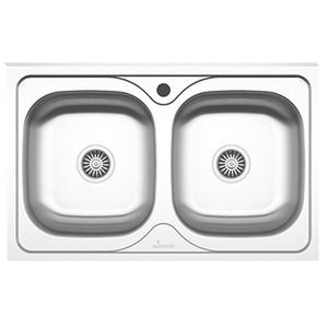 Chiuveta bucatarie SANOBI 1002 MM, 2 cuve, inox, argintiu