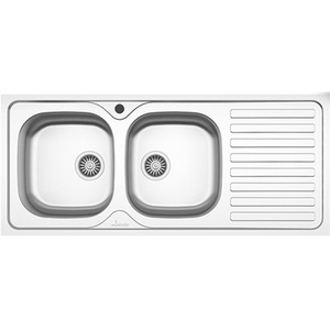 Chiuveta bucatarie SANOBI 2411 B2SL, 2 cuve, picurator dreapta, inox, argintiu