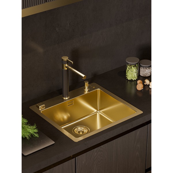 Chiuveta bucatarie ALVEUS Pure 70, 1 cuva, inox, auriu