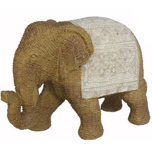 Statueta decorativa Elefant Nupur, rasina, 20 x 12 x 29, auriu