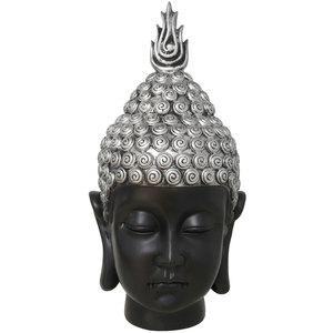 Statueta decorativa Buddha, rasina, 20 x 20 x 40 cm, argintiu