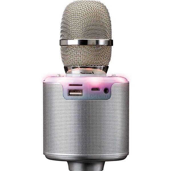 Microfon karaoke LENCO BMC-085SI, Bluetooth, USB, argintiu