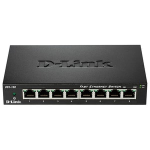 Switch D-LINK DES-108, 8 porturi Fast Ethernet, negru