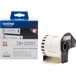 Banda etichete BROTHER DK-22251, 62mm, 15.24m, negru si rosu pe alb