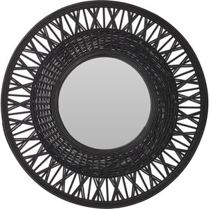 Oglinda decorativa KI Bamboo, D 56 cm, negru