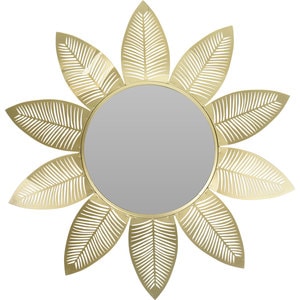 Oglinda decorativa KI Sunflower, D 55 cm, auriu