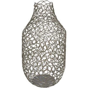 Vaza decorativa DECOR B137124, metal, 18 x 18 x 37 cm, argintiu