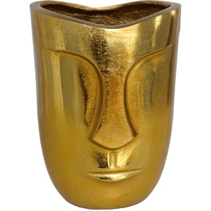 Vaza decorativa DECOR Face, metal, 17 x 14 x 23 cm, auriu