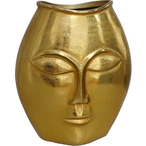 Vaza decorativa DECOR Face, metal, 17 x 29 x 35 cm, auriu