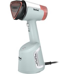 Aparat de calcat vertical cu abur TEFAL Pure Force DT8765E0, 1800W, 90g/min, 100ml, talpa ceramica, alb-roz