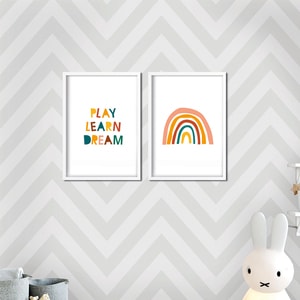 Set 2 tablouri cu rama Rainbow, 23 x 33 cm, PVC
