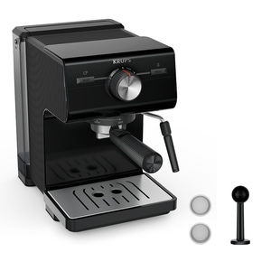 Espressor manual KRUPS Authentic XP381810, 2l, 15 bar, sistem Cappuccino, negru-argintiu