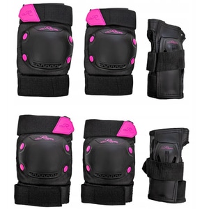 Set protectie RAVEN Dexard coate, genunchi si brate, marimea M, negru-roz