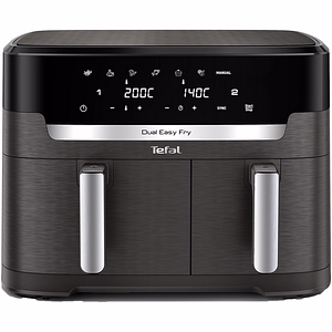 Friteuza cu aer cald dubla TEFAL XXL Dual Easy Fry EY942HE0, 3.1kg, 11l, 2700W, negru-argintiu