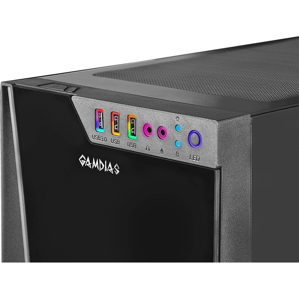 Carcasa PC GAMDIAS ARGUS E3, USB 3.0, Fara sursa, iluminare ARGB, negru