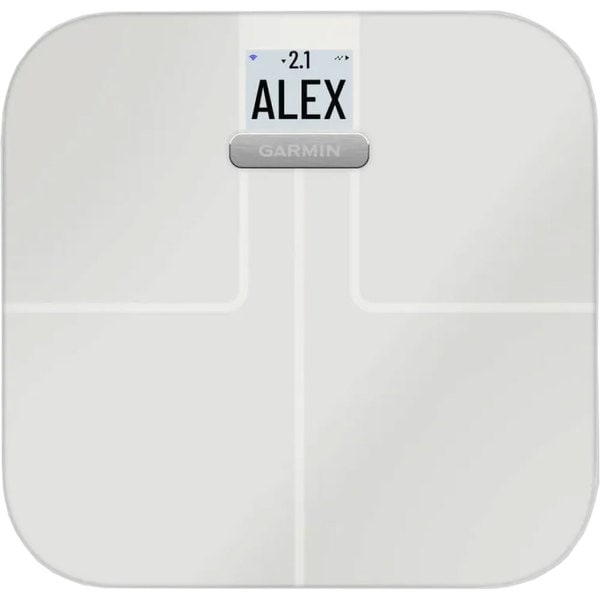 Cantar corporal Smart GARMIN Index S2, 180 kg, Wi-Fi, sticla securizata, alb