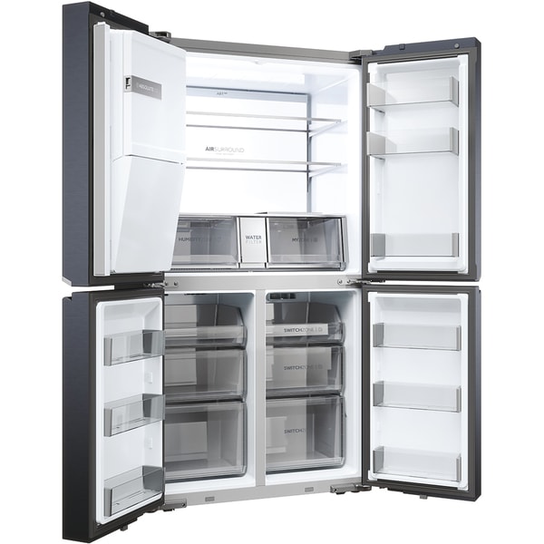 Side by Side HAIER HCR7918EIMB, No Frost, 601 l, H 177 cm, Clasa E, Dozator apa, negru
