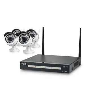 Kit supraveghere video wireless HOMEGUARD HGNVK48804, 4 camere 960p, NVR 4 canale, alb-negru