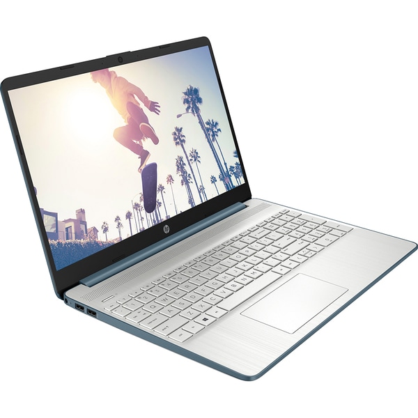 Laptop HP 15s-fq5027nq, Intel Core i5-1235U pana la 4.4GHz, 15.6" Full HD, 8GB, SSD 512GB, Intel Iris Xe Graphics, Free DOS, albastru petrol
