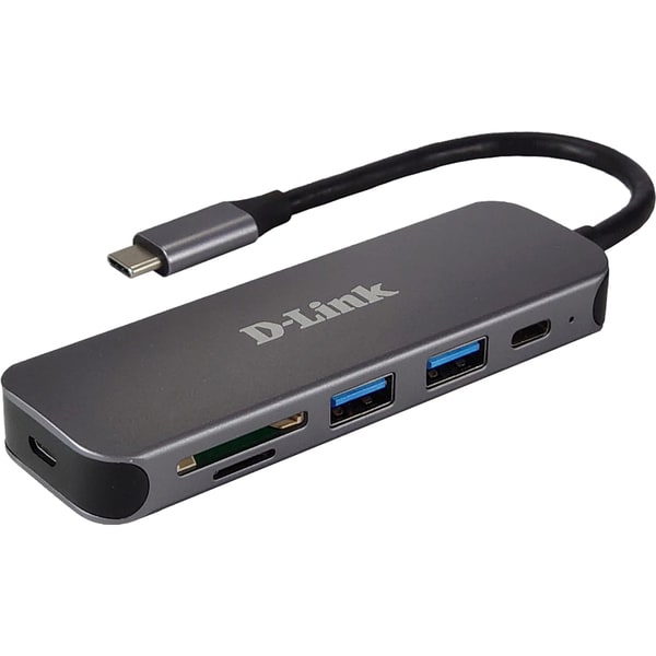 Hub USB D-LINK DUB-2325, 5 in 1, USB 3.0, USB-C, Card Reader, negru