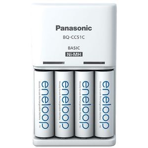 Incarcator PANASONIC Eneloop BQ-CC51 + 4 acumulatori, AA, 1900mAh, alb