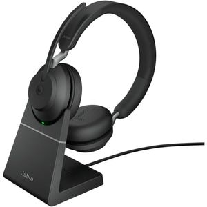 Casti Wireless teleconferinta JABRA Evolve2 65, Link 390a MS Stereo Desk Stand, Bluetooth, USB-C, negru