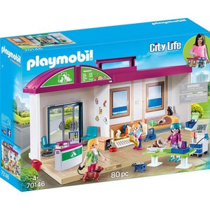 Joc de constructie PLAYMOBIL City Life - Set mobil clinica veterinara PM70146, 4 ani+, 80 piese