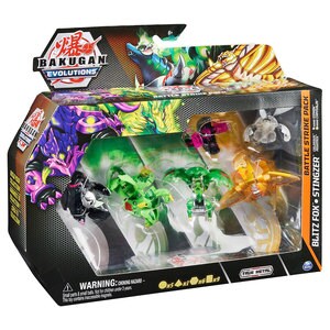 Set 4 figurine BAKUGAN S4 Battle Strike, Blitz Fox, Stingzer, Colossus si Pegatrix 037031656, 6 ani+, multicolor