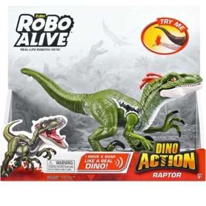 Figurina ZURU Robo Alive Dino Action - Raptor ZR7172O, 3 ani+, verde-alb