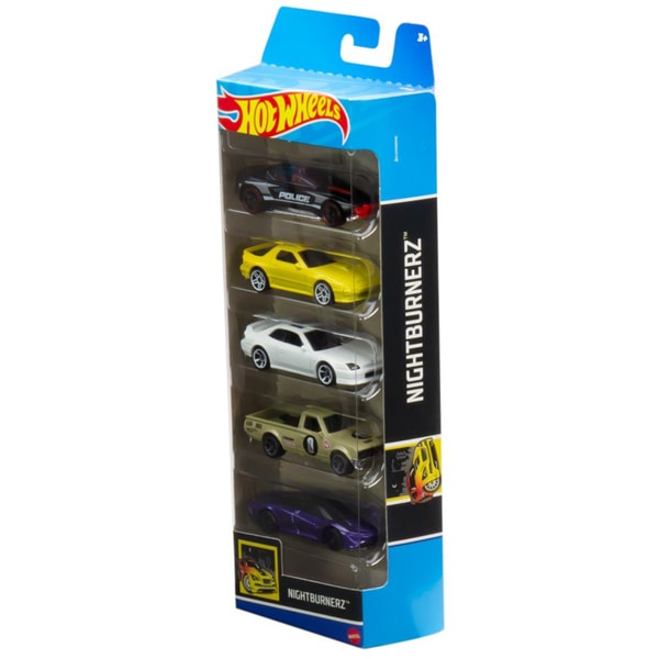 Set 5 masinute HOT WHEELS Nightburnerz HFV93 3 ani multicolor