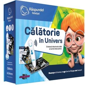 Pachet carte interactiva si creion RASPUNDEL ISTETEL: Calatorie in Univers 86331, 5 ani+, multicolor