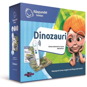 Pachet carte interactiva si creion RASPUNDEL ISTETEL: Dinozauri 97110, 6 ani+, multicolor
